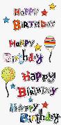 Happy Sticker - Happy Birthday (4 x Schriftzug)